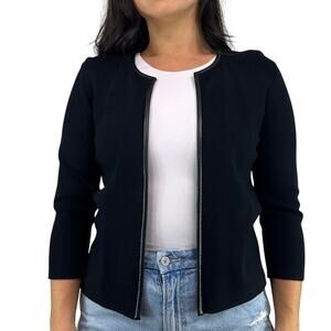 Classiques Entier Open Front Black Knit Cardigan